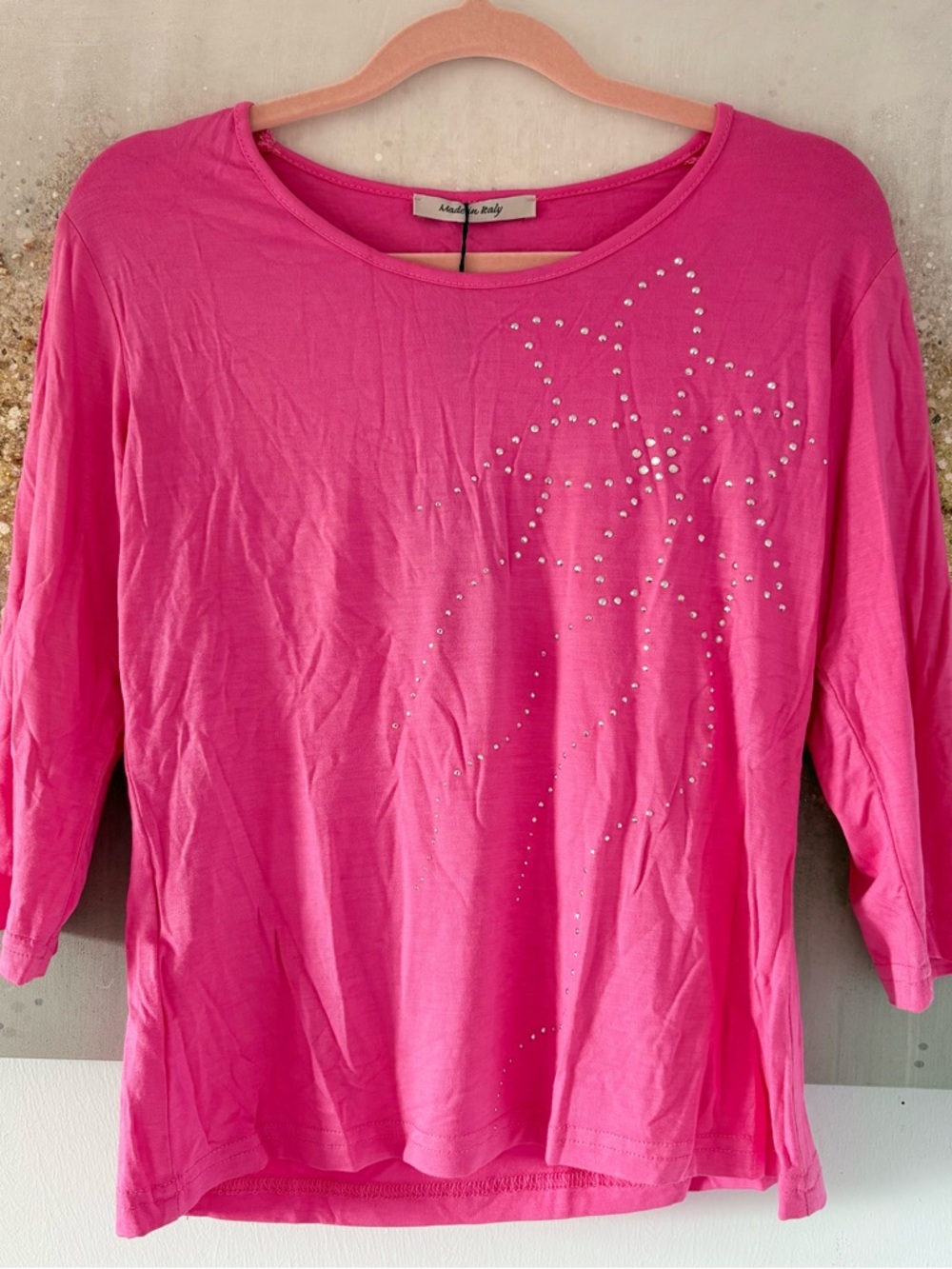 Hot Pink Long-Sleeve Embellished Tee (NWT)